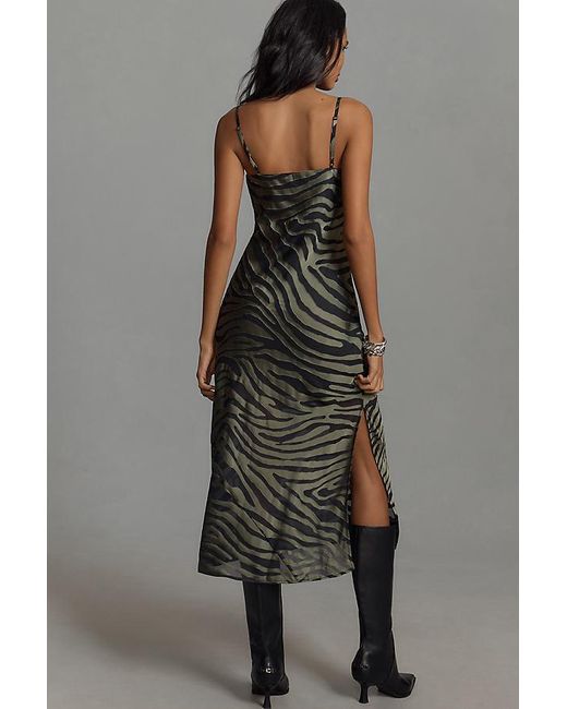 Hutch Gray Zebra Print Burnout Slip Midi Dress