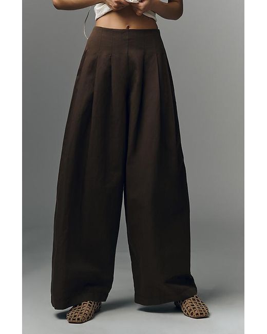Maeve Gray Pleated Barrel Trousers