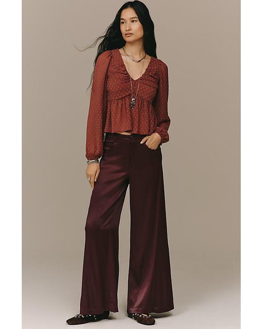 Pilcro Brown The Adi Silky Mid-Rise Flare Trousers By