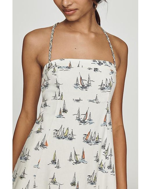 Maeve White Linen-Blend Mini Dress