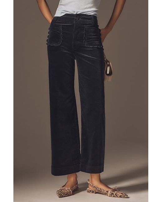 Maeve Black The Colette Crop Wide-Leg Trousers By Corduroy Scallop Pocket Edition