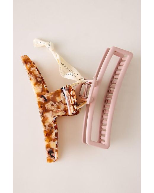 By Anthropologie Pink Large Hair Claw Clips, Set Of 2