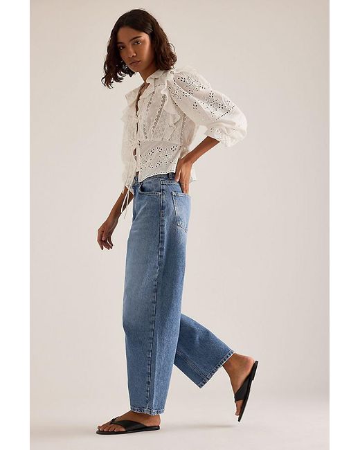 ALIGNE Blue Mid-Rise Barrel Jeans