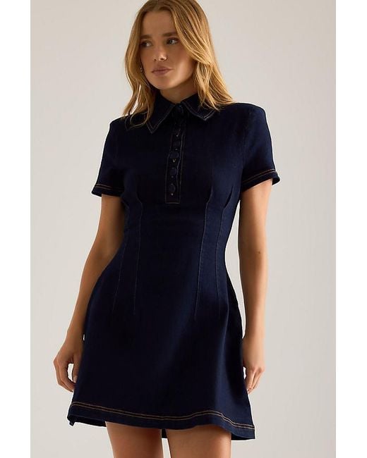Odd Muse Blue Denim Collared Mini Dress