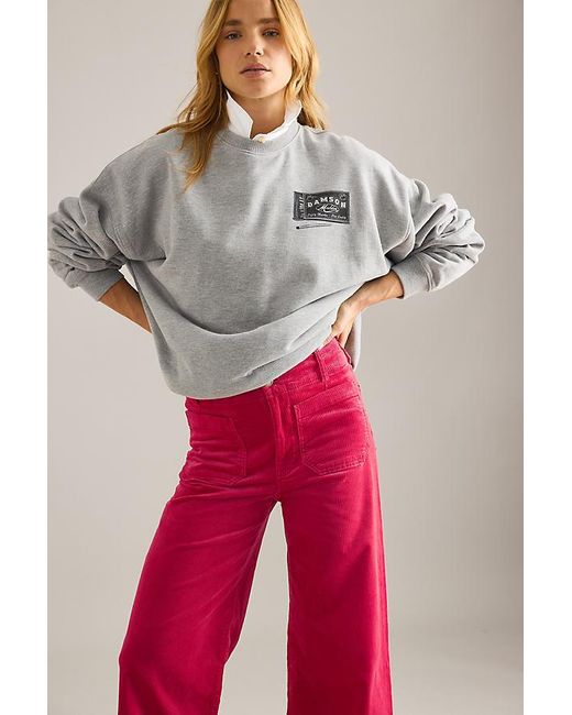 Maeve Red The Colette Cropped Wide-Leg Trousers By Corduroy Edition