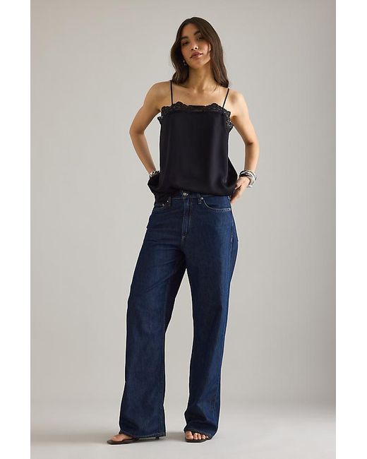 Rag & Bone Blue Logan Mid-Rise Wide-Leg Jeans