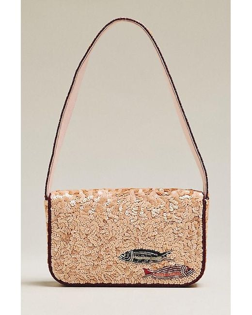 By Anthropologie Brown The Fiona Beaded Bag: Icon Edition