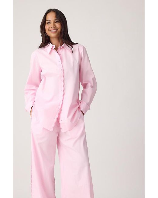 It's 9pm Pink Ariel Long Scallop Pyjama Set