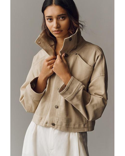 By Anthropologie Natural Funnel-Neck Utility Jacket