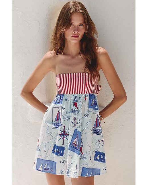 Celandine Multicolor Cotton Printed Strapless Mini Dress