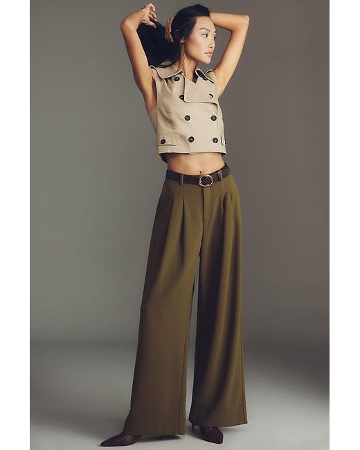 Maeve Gray The Avery Wide-Leg Pleated Trousers By