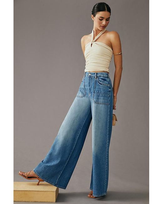 Anthropologie Blue Pilcro The Jane Ultra-high Rise Wide-leg Jeans