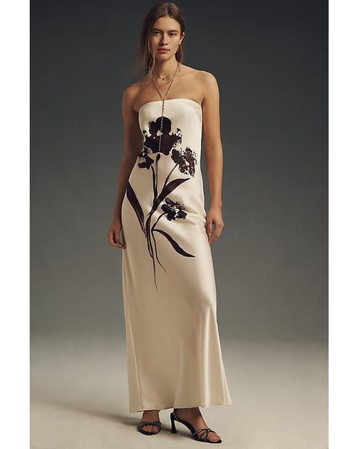 chinese dress ladies Anthropologie Strapless Satin Maxi Slip Dress  Taite Ro