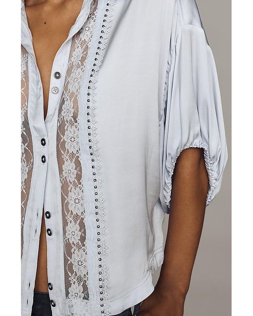 Pilcro Blue Quincy Lace Blouse By