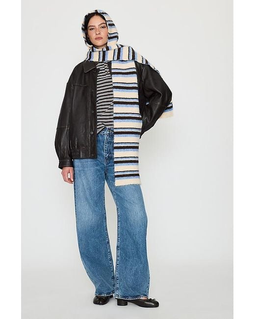 By Anthropologie Blue Striped Hooded Scarf