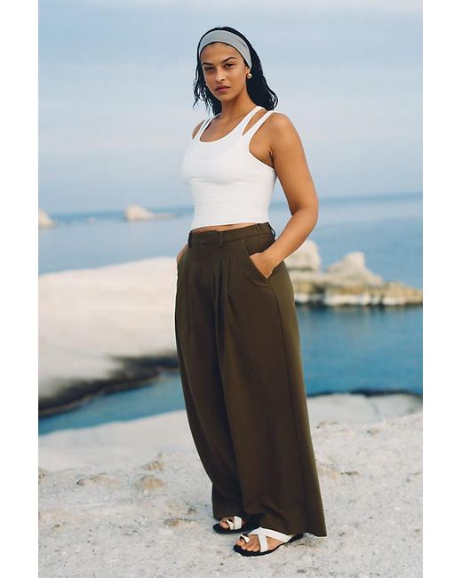 Maeve Gray The Avery Wide-Leg Pleated Trousers By