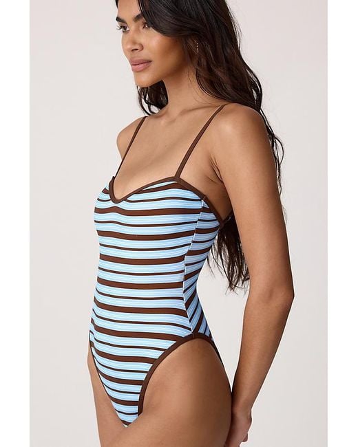 4th & Reckless Blue Bianca Stripe One-Piece Swimsuit