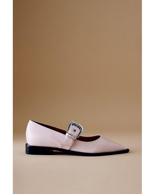 Maeve Brown Pointed-Toe Moto Mary Jane Flats