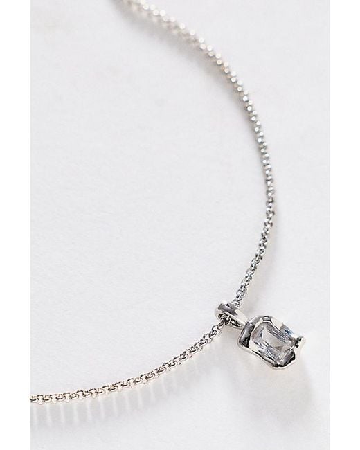 By Anthropologie White Bezel Crystal Pendant Necklace