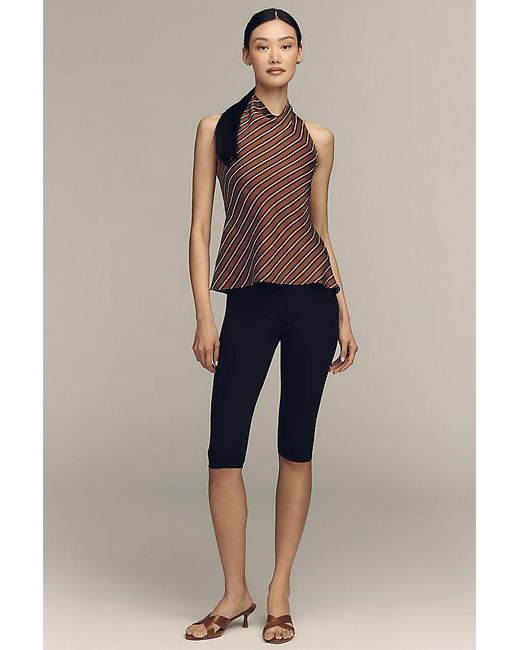 Maeve Brown Satin Halter Tank Top
