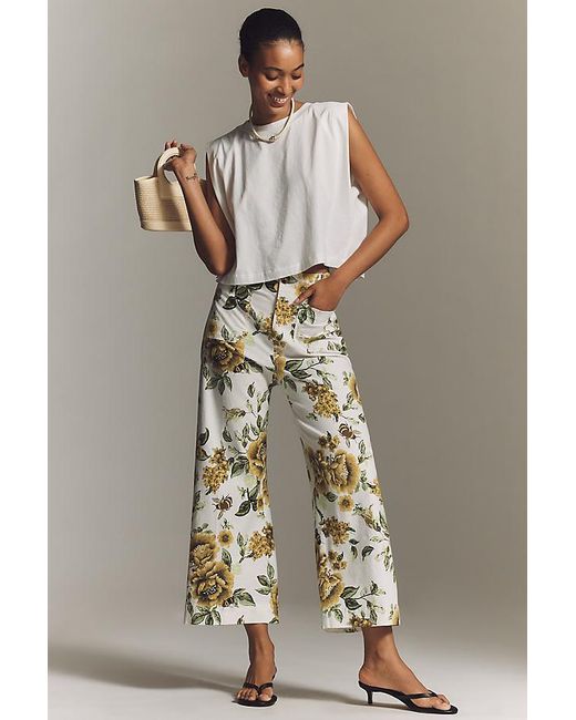 Maeve Gray The Colette Cropped Wide-Leg Trousers By Printed Linen Edition