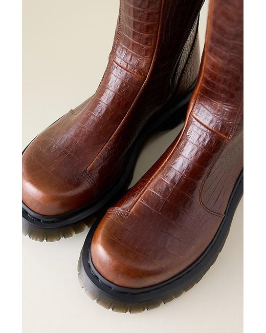 Dr. Martens Brown Rejena Croc Emboss Leather Boots