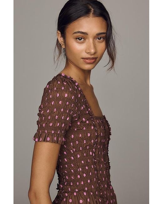 Damson Madder Brown Raphaela Ruffle Midi Dress