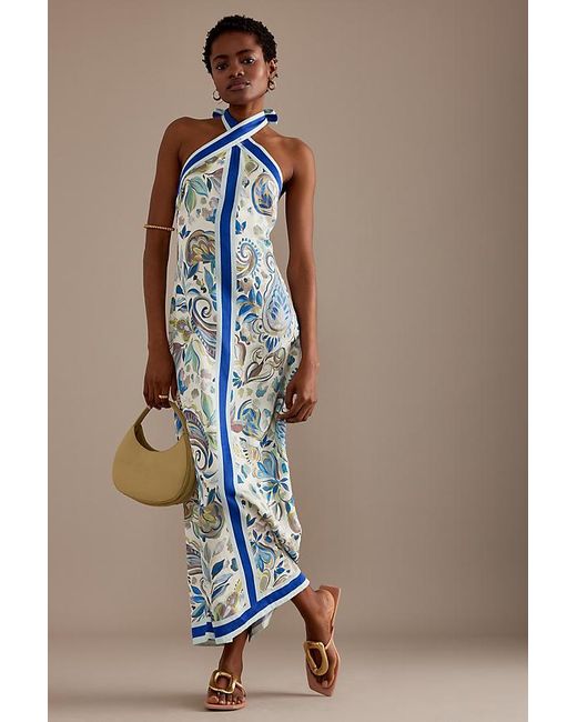 Significant Other Blue Paisley Halter Maxi Dress