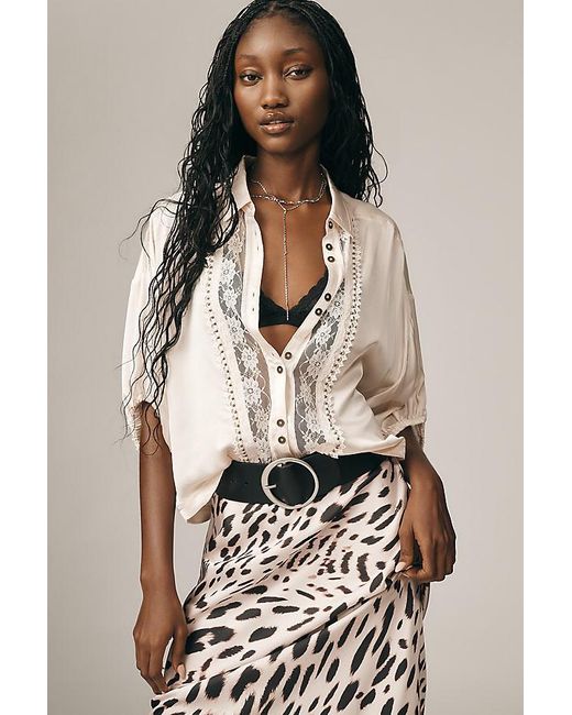 Pilcro White Lace Appliqué Blouse