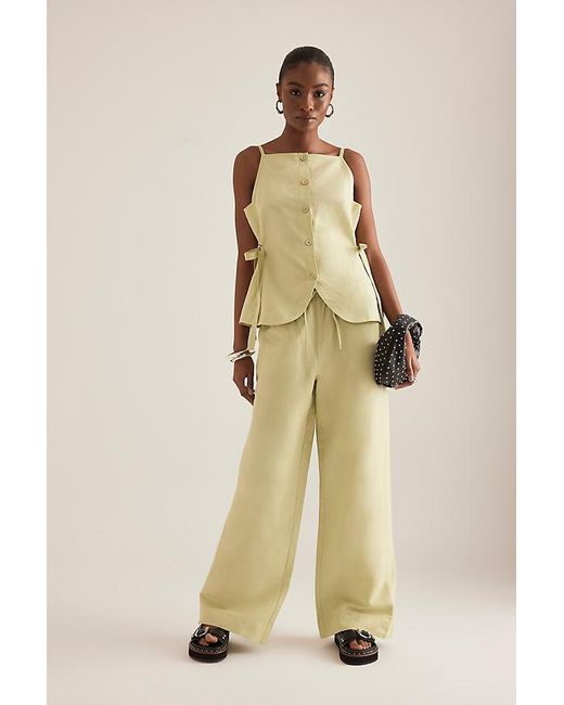 ALIGNE Natural Alara Linen Wide-Leg Trousers