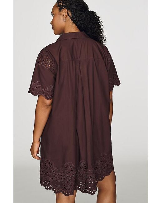 By Anthropologie Red Pollie 100% Cotton Swing Mini Dress