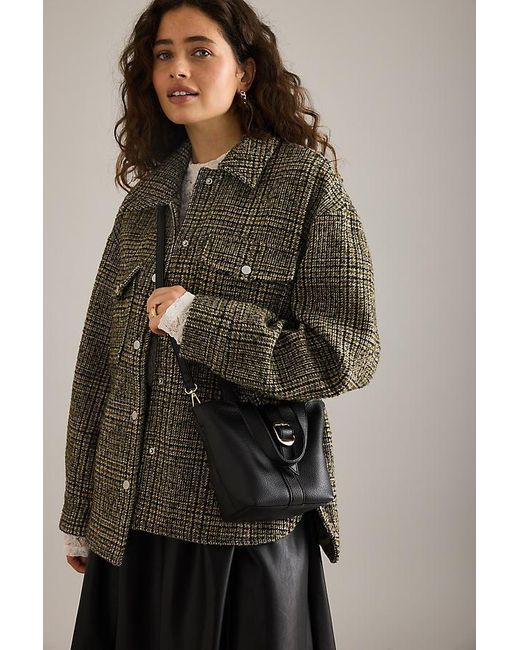 By Anthropologie Black Pebbled Bucket Tote Bag