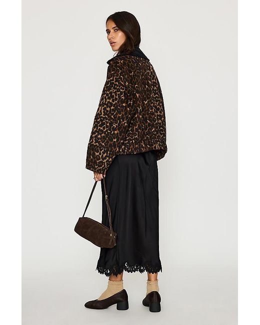 By Anthropologie Blue Leopard Bomber Jacket