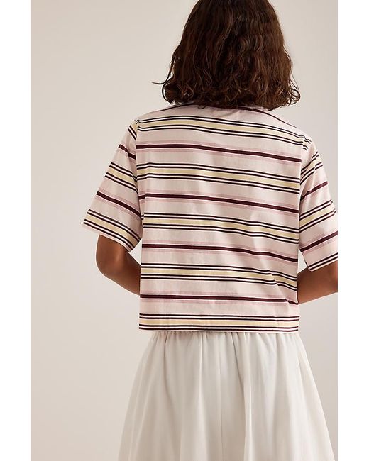 By Anthropologie Brown Boxy Stripe T-Shirt
