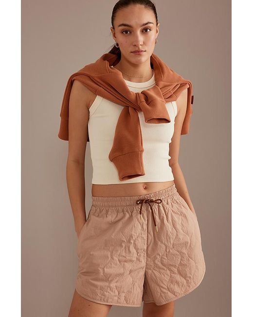 Varley Brown Connell Quilted Pull-on Shorts