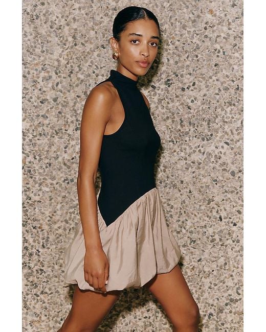 Maeve Brown Twofer Bubble Mini Dress