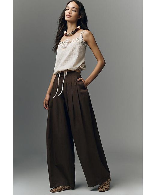 Maeve Gray Pleated Barrel Trousers