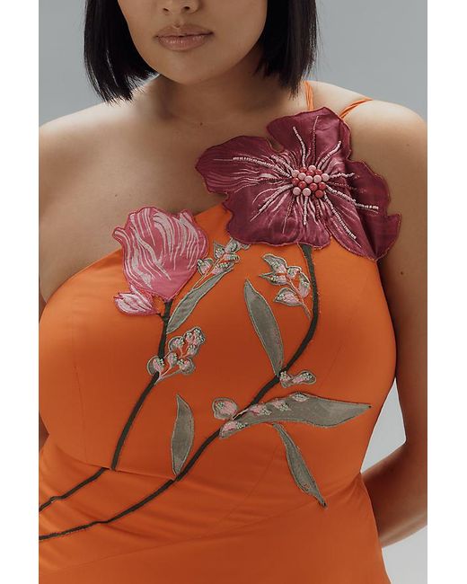 anthropologie asymmetrical floral midi dress V-Neck Asymmetrical Midi Dress