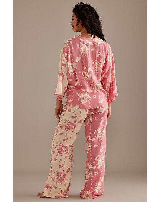 Wild Lovers Pink Emily Long-sleeve Tie-front Pyjama Top