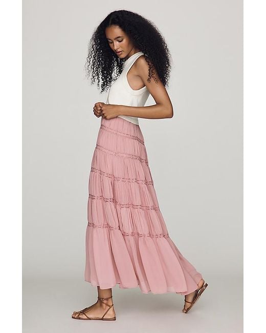 By Anthropologie Pink Twofer Tiered Sleeveless Dress
