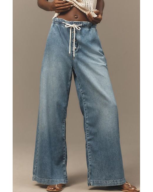 Pilcro Blue Drawstring Pull-on Wide-leg Jeans
