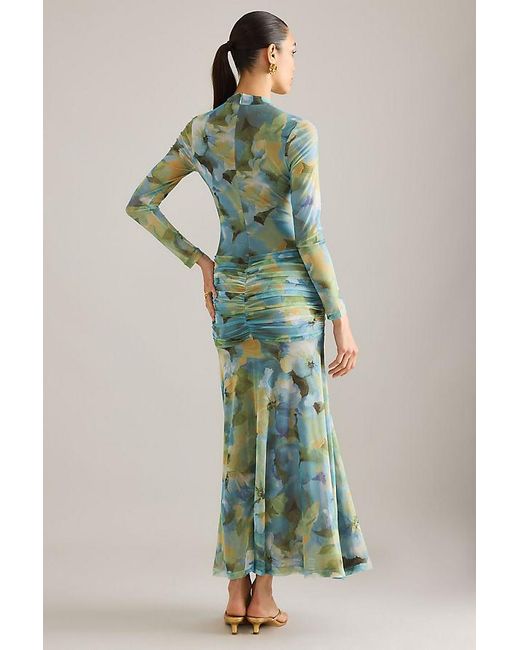 Bardot Green Lea Floral Mesh Midi Dress