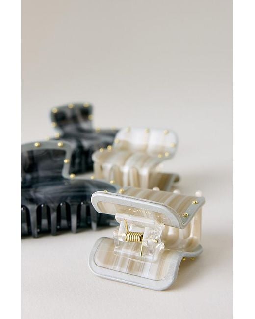 By Anthropologie Metallic Mini Studded Claw Clips, Set Of 4
