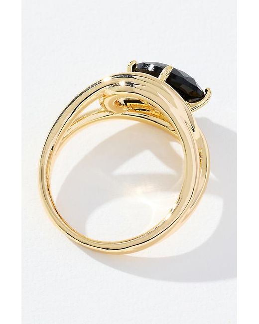 By Anthropologie Black Large Stone Cocktail Ring