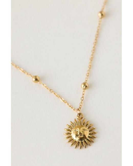 By Anthropologie Brown Water-Resistant Sun Pendant Necklace