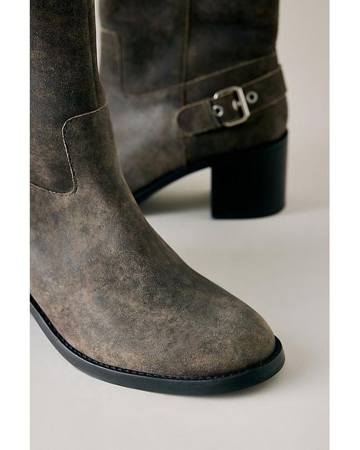 By Anthropologie Black Moto Buckle Ankle Boots