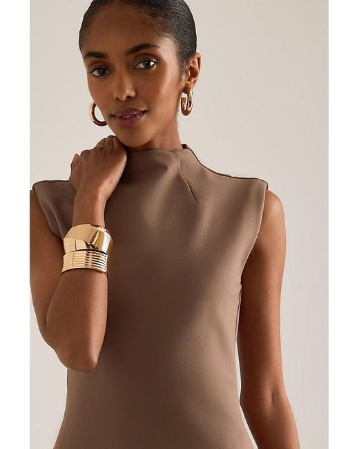 Odd Muse Brown High-Neck Sleeveless Top