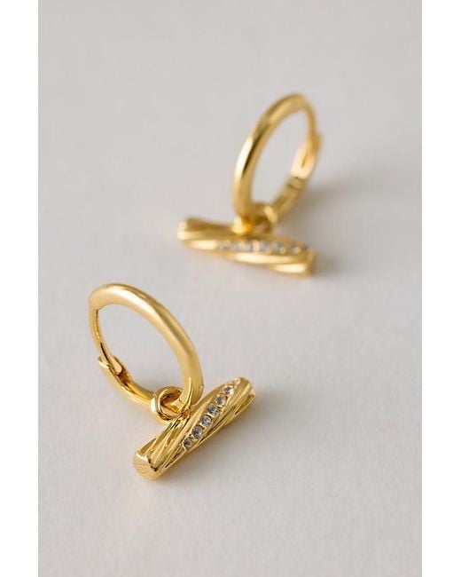 Rachel Jackson Metallic Plated Twisted T-Bar Huggie Hoop Earrings