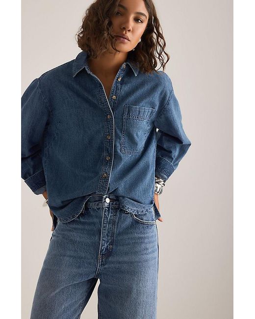 FRAME Blue The Bow High-Rise Barrel Jeans
