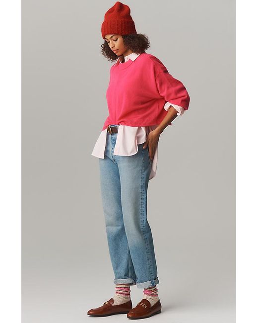 By Anthropologie Red The Goldie Cashmere Long-Sleeve Crew-Neck Jumper